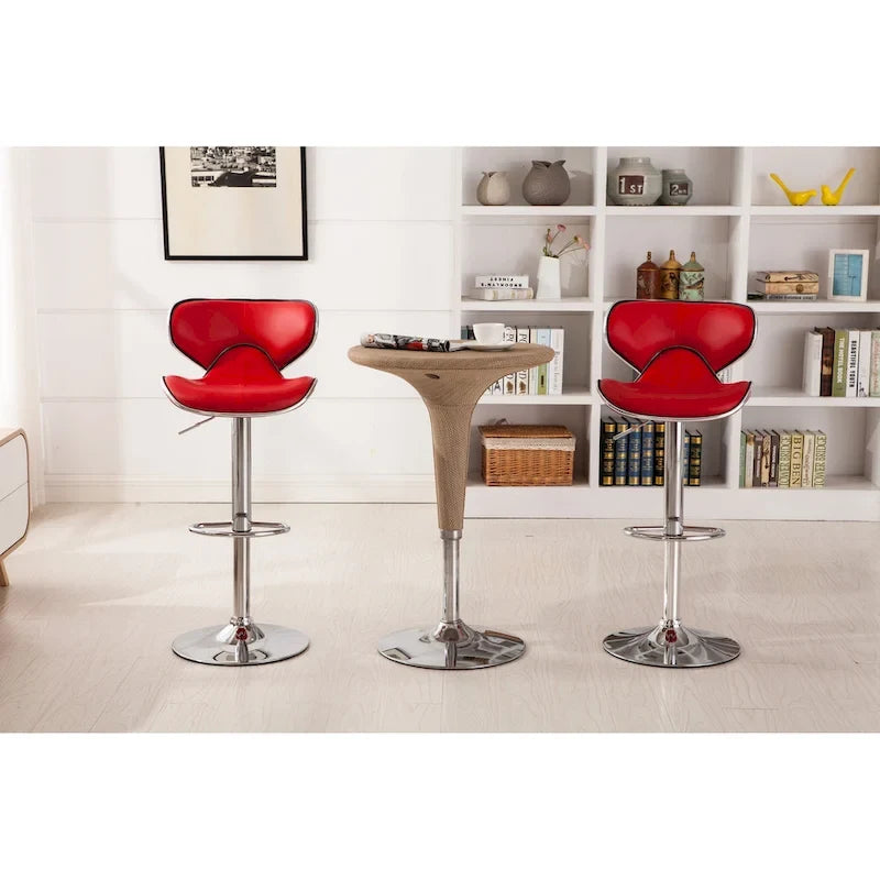 Leatherette Airlift Adjustable Swivel Barstool with Chrome Base