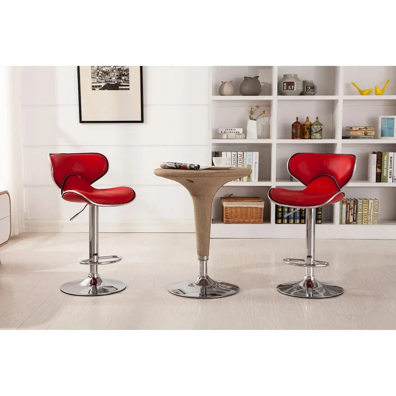 Leatherette Airlift Adjustable Swivel Barstool with Chrome Base