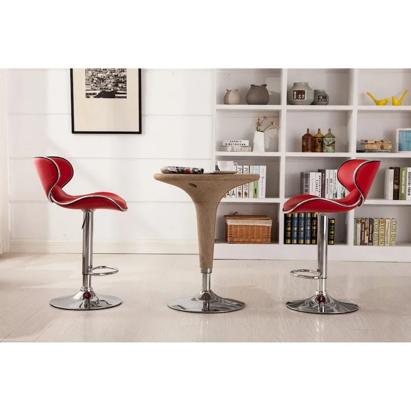 Leatherette Airlift Adjustable Swivel Barstool with Chrome Base