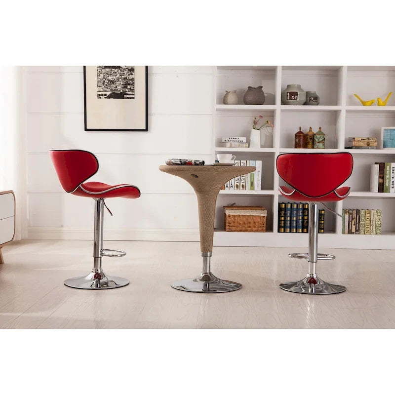 Leatherette Airlift Adjustable Swivel Barstool with Chrome Base