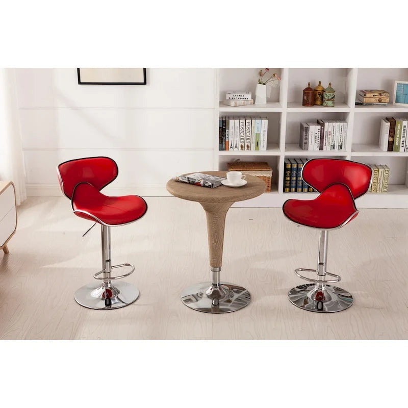 Leatherette Airlift Adjustable Swivel Barstool with Chrome Base