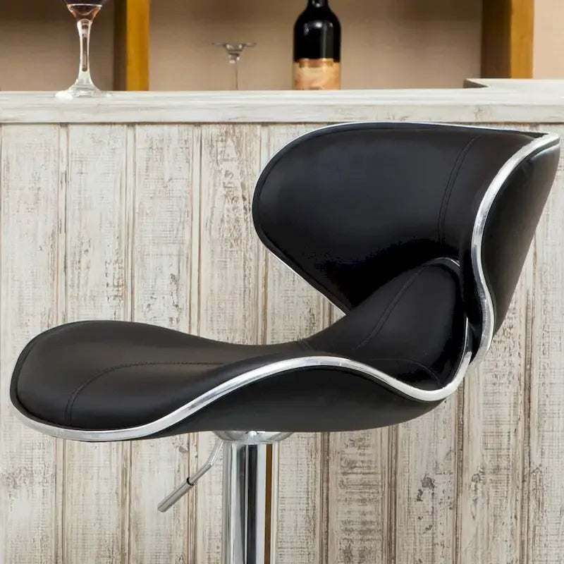 Leatherette Airlift Adjustable Swivel Barstool with Chrome Base