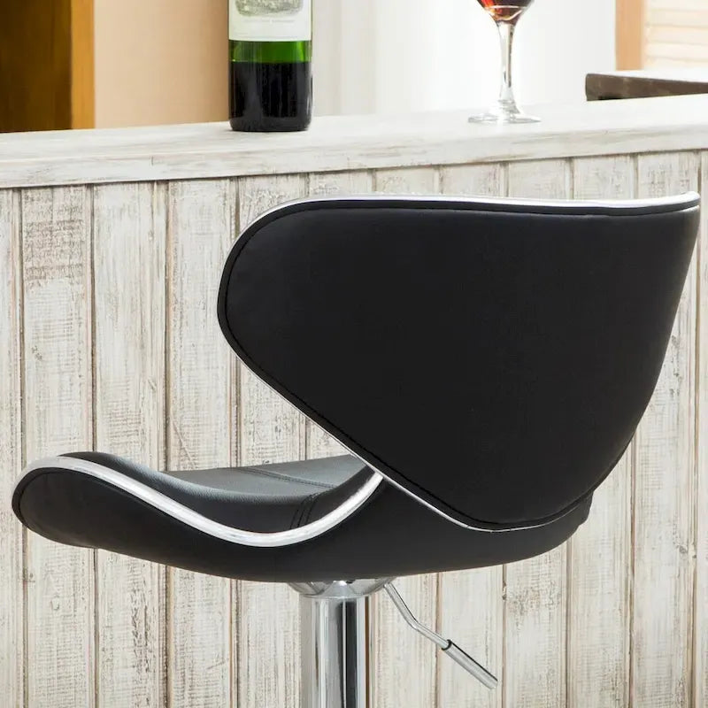 Leatherette Airlift Adjustable Swivel Barstool with Chrome Base
