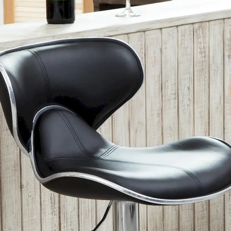 Leatherette Airlift Adjustable Swivel Barstool with Chrome Base