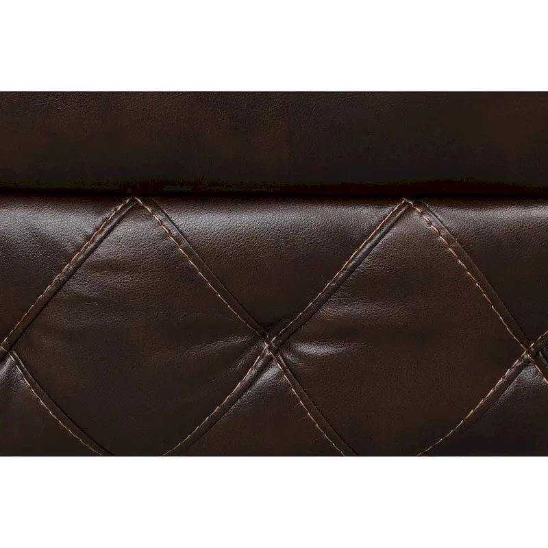 Brown Air Leather Manual Reclining Loveseat with Center Storage Console