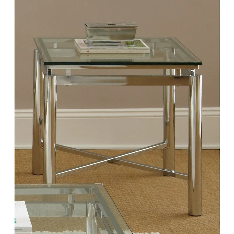 Steve Silver Jules Chrome and Glass End Table