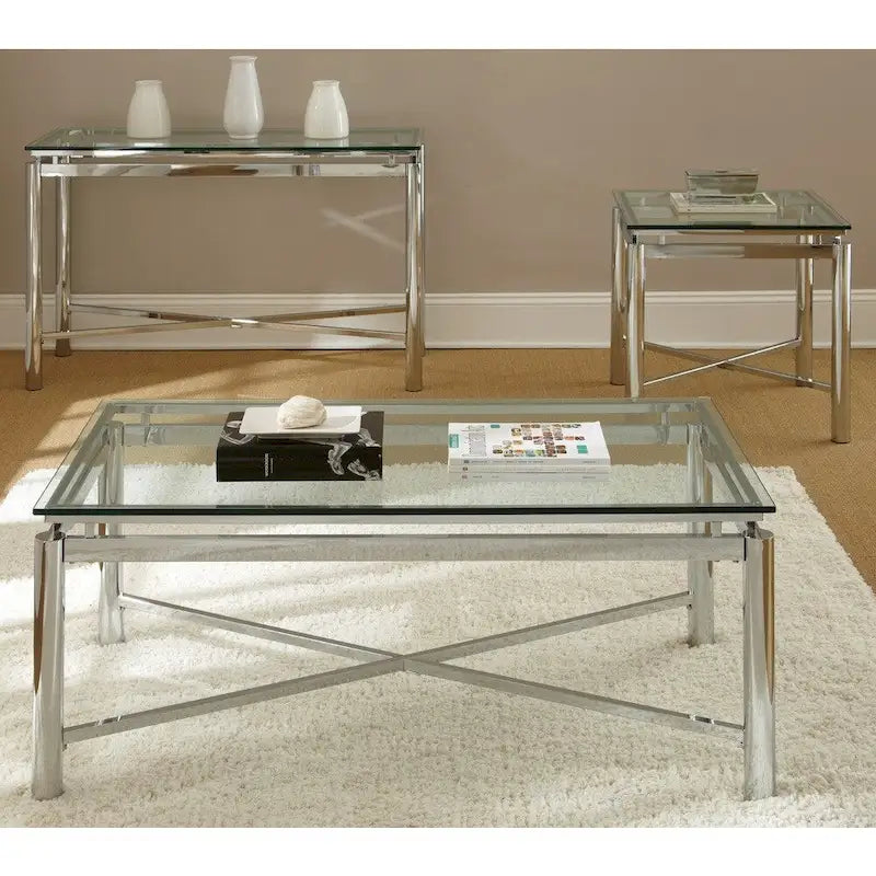 Chrome and Tempered Glass Square End Table Silver Modern
