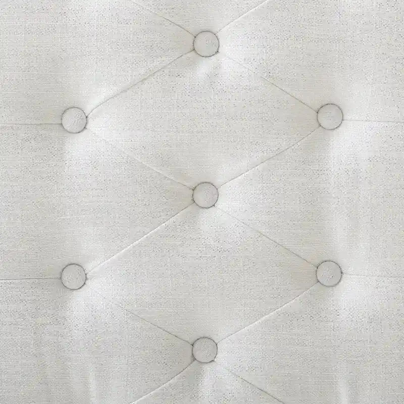 White Linen Weave Button Tufted Rectangular Bench with Clear Acrylic Legs