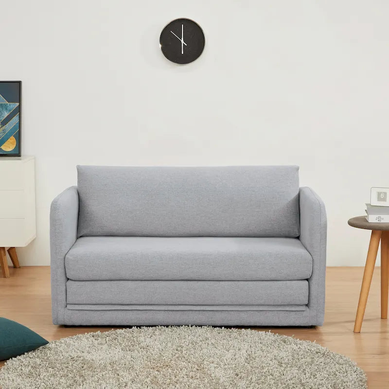 Convertible Sleeper Sofa Loveseat with Fold-Out Twin Bed in Charcoal, Moonlight or Mustard
