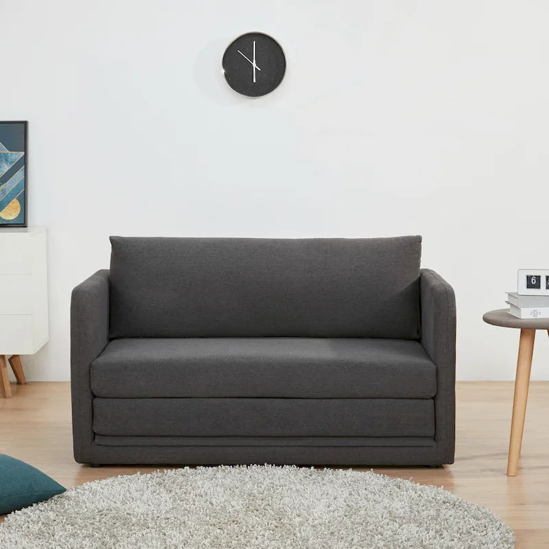 Convertible Sleeper Sofa Loveseat with Fold-Out Twin Bed in Charcoal, Moonlight or Mustard