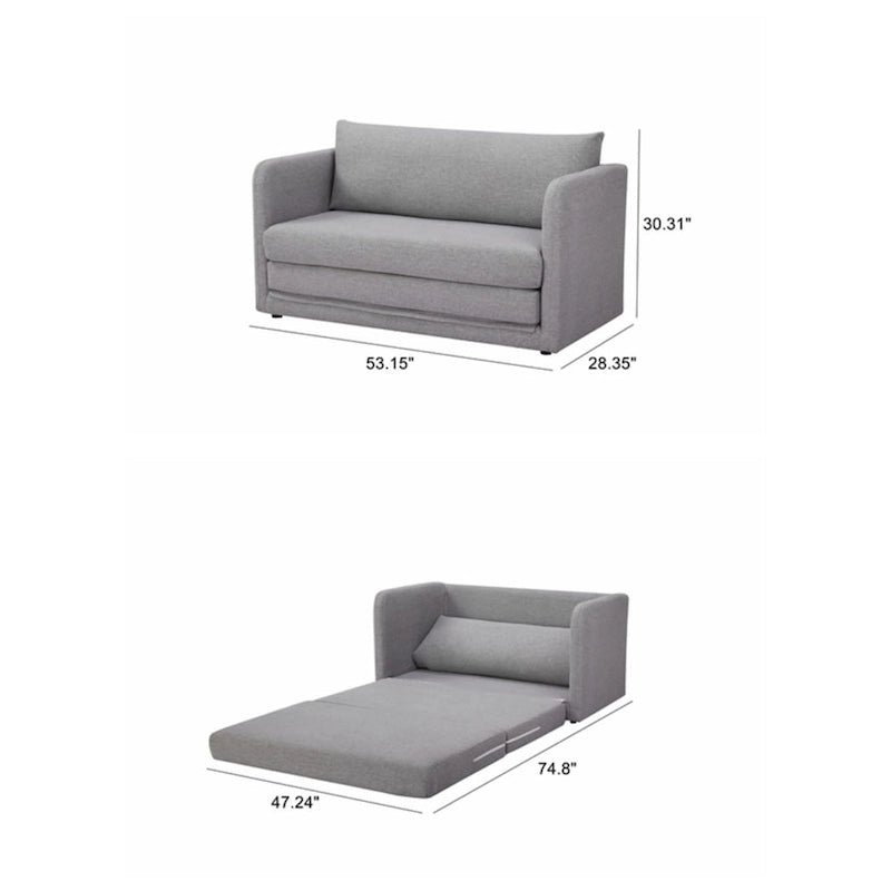 Convertible Sleeper Sofa Loveseat with Fold-Out Twin Bed in Charcoal, Moonlight or Mustard