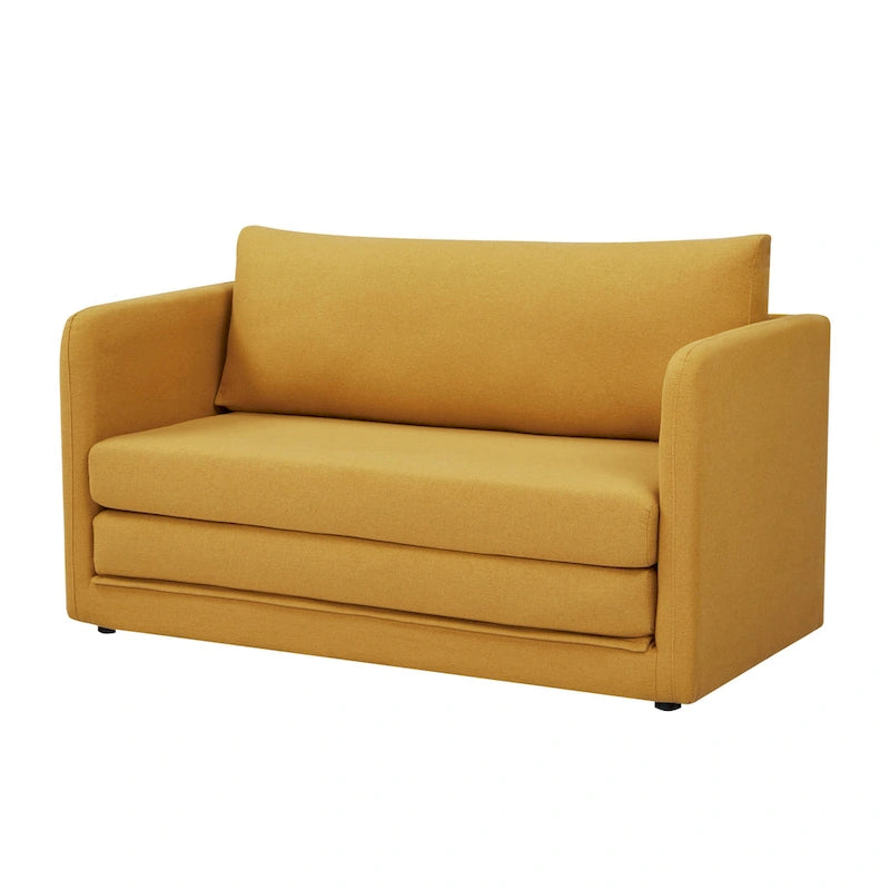 Convertible Sleeper Sofa Loveseat with Fold-Out Twin Bed in Charcoal, Moonlight or Mustard