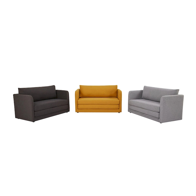 Convertible Sleeper Sofa Loveseat with Fold-Out Twin Bed in Charcoal, Moonlight or Mustard