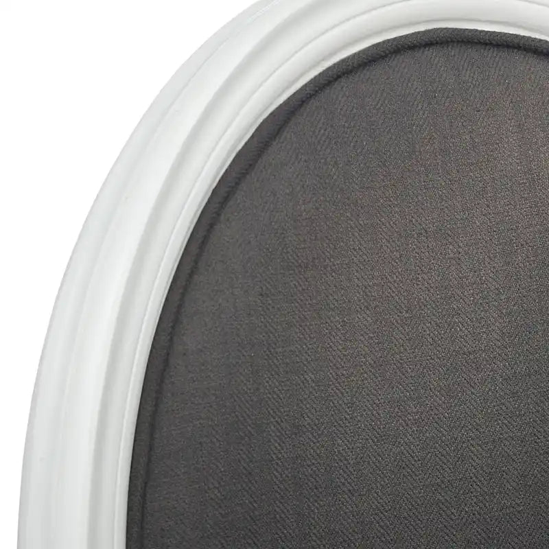 Solid Wood Round Back Upholstered Dining Chair with Turned Legs White Charcoal