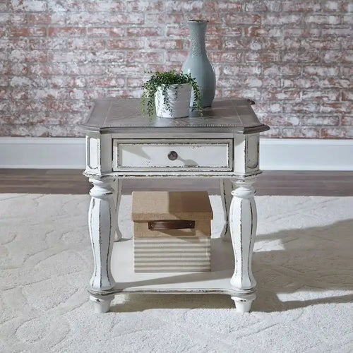 Magnolia Manor End Table for Living Room- 2 Finish Options - W24 x D28 x H24