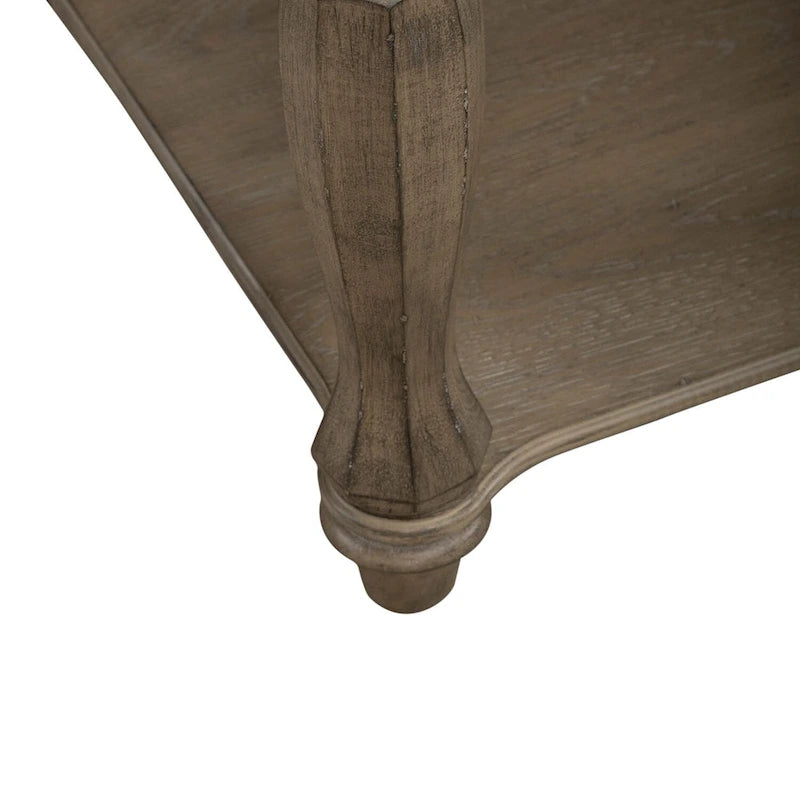 Antique White Distressed Wood End Table with Drawer and Lower Shelf