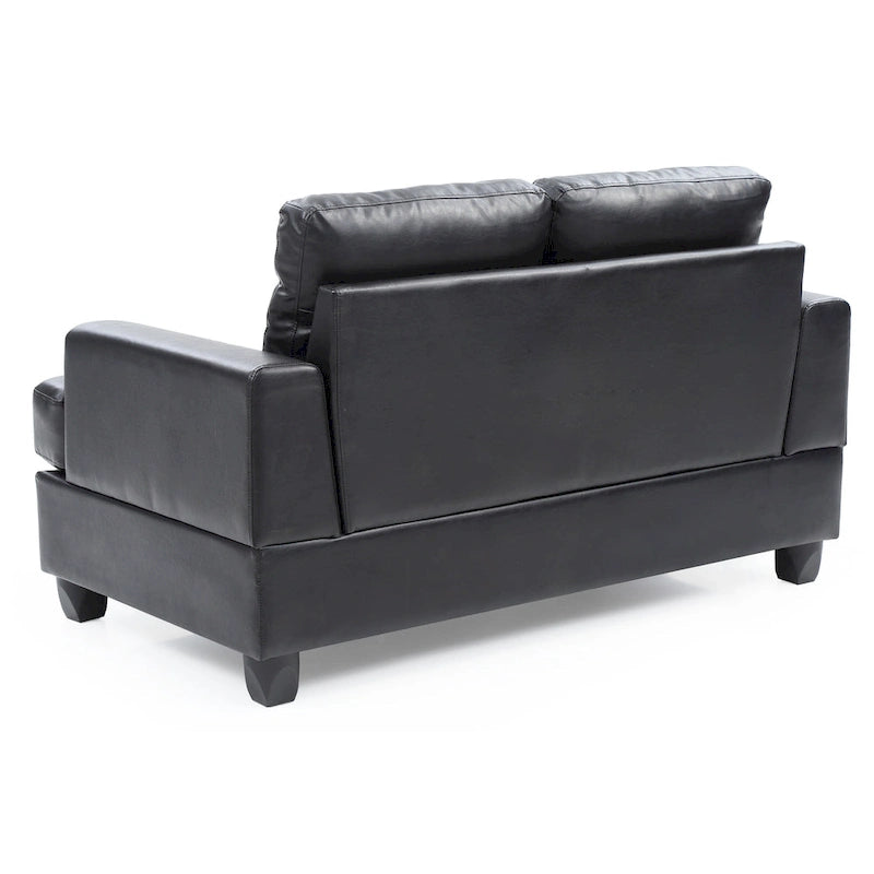Tufted Faux Leather Loveseat with Pocket Coil Seating White Black