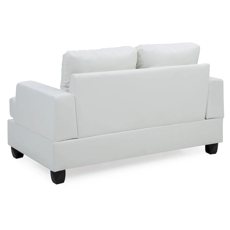 Tufted Faux Leather Loveseat with Pocket Coil Seating White Black
