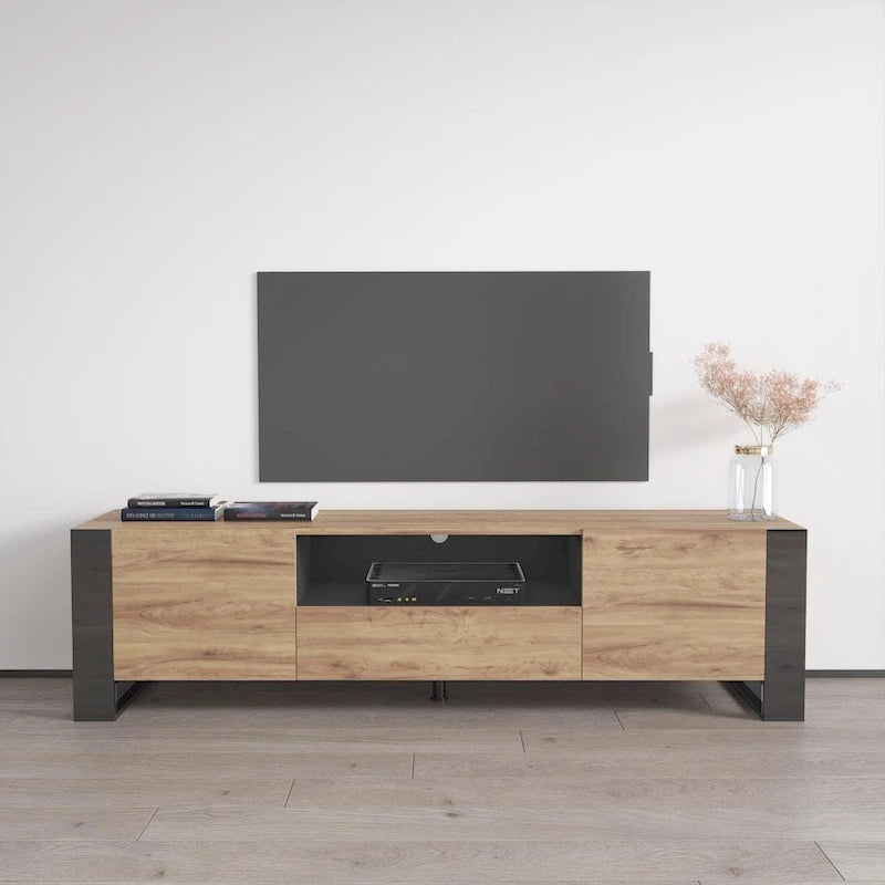 High Gloss Modern TV Stand with Ample Storage Cabinet