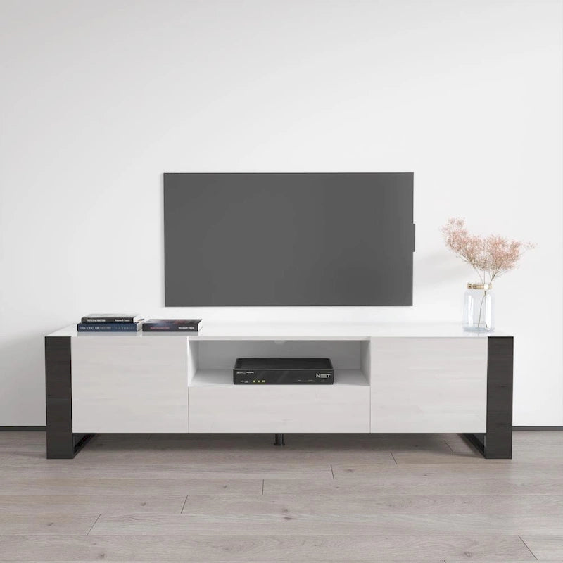 High Gloss Modern TV Stand with Ample Storage Cabinet