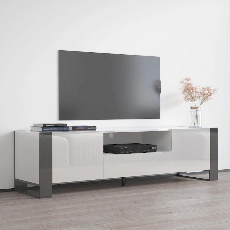High Gloss Modern TV Stand with Ample Storage Cabinet