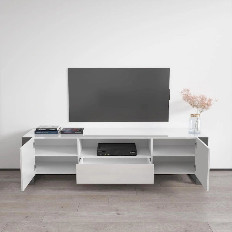 High Gloss Modern TV Stand with Ample Storage Cabinet