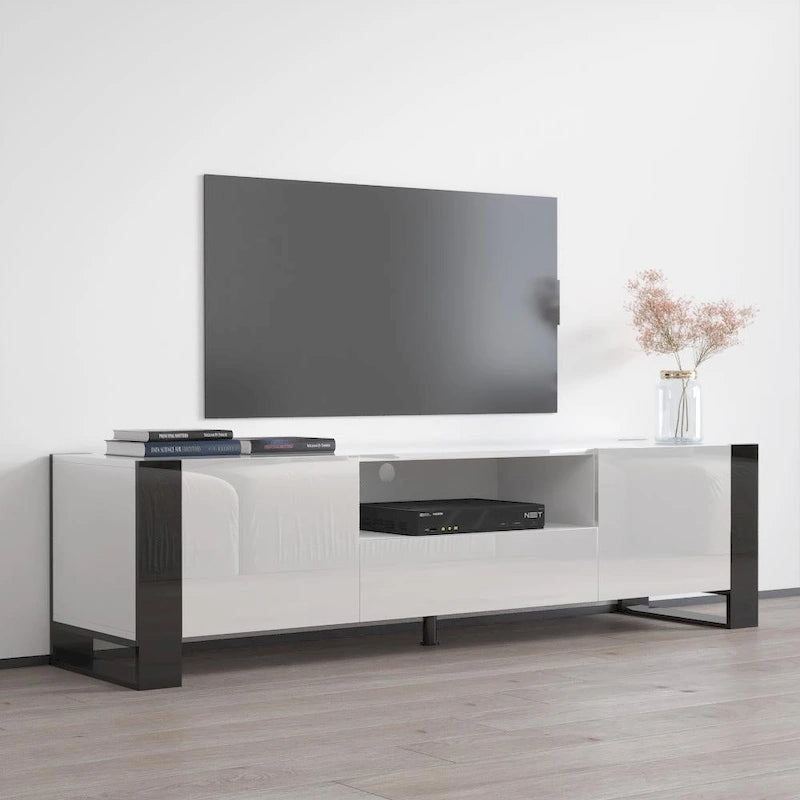High Gloss Modern TV Stand with Ample Storage Cabinet