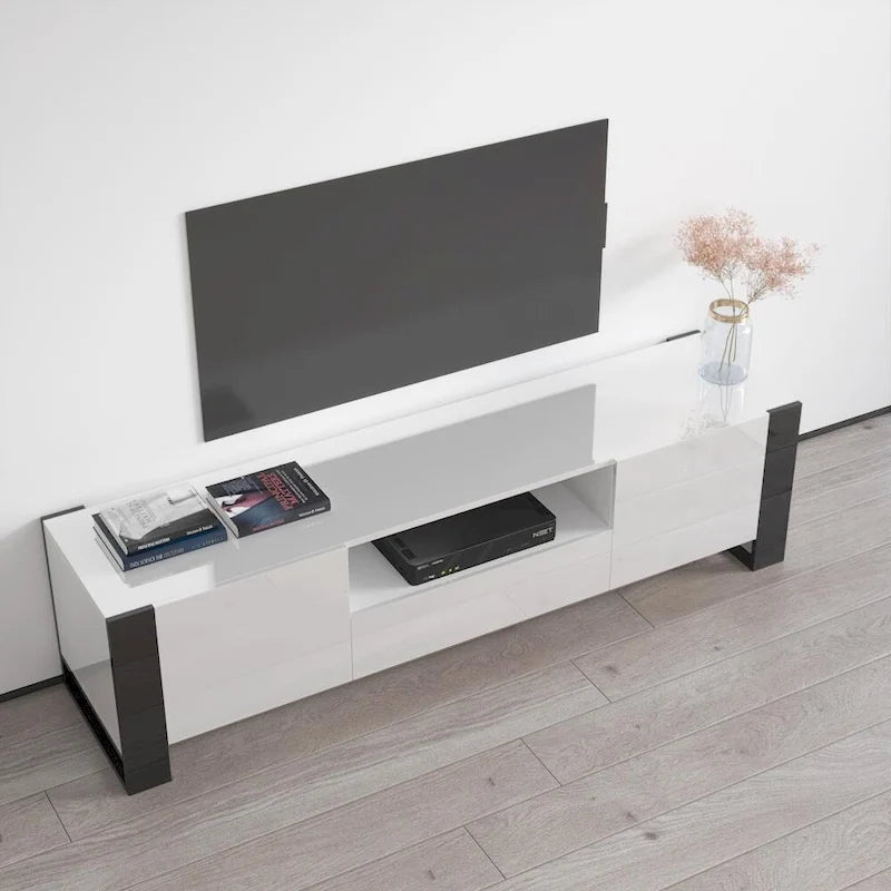 High Gloss Modern TV Stand with Ample Storage Cabinet
