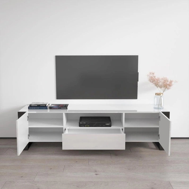 High Gloss Modern TV Stand with Ample Storage Cabinet