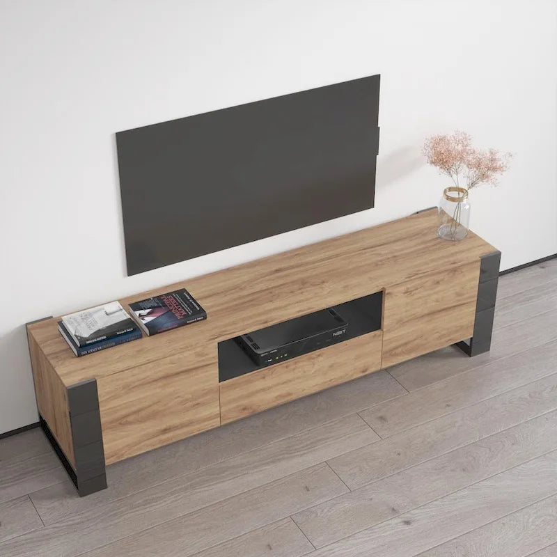 High Gloss Modern TV Stand with Ample Storage Cabinet
