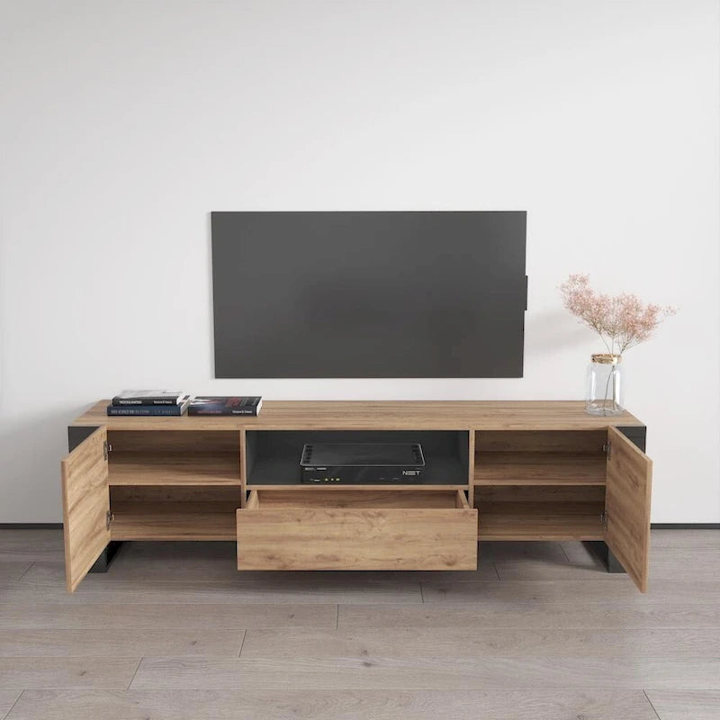 High Gloss Modern TV Stand with Ample Storage Cabinet