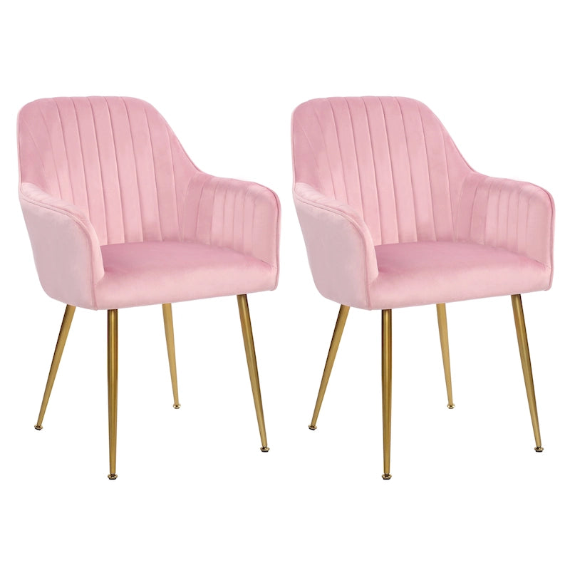 Mid-Century Modern Velvet Upholstered Armchair with Gold Metal Legs