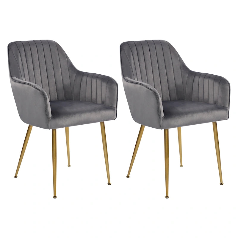 Mid-Century Modern Velvet Upholstered Armchair with Gold Metal Legs