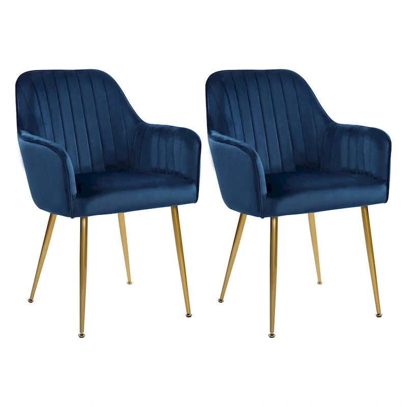 Mid-Century Modern Velvet Upholstered Armchair with Gold Metal Legs