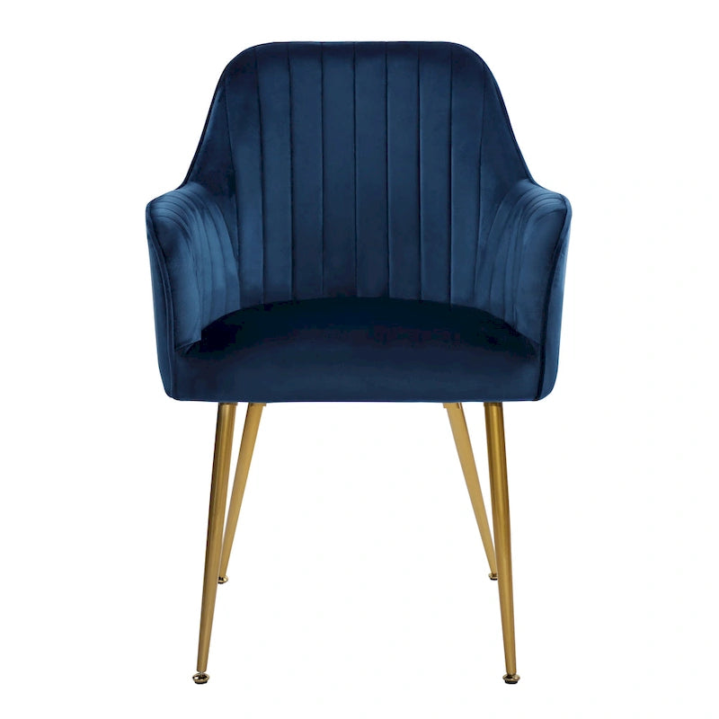 Mid-Century Modern Velvet Upholstered Armchair with Gold Metal Legs