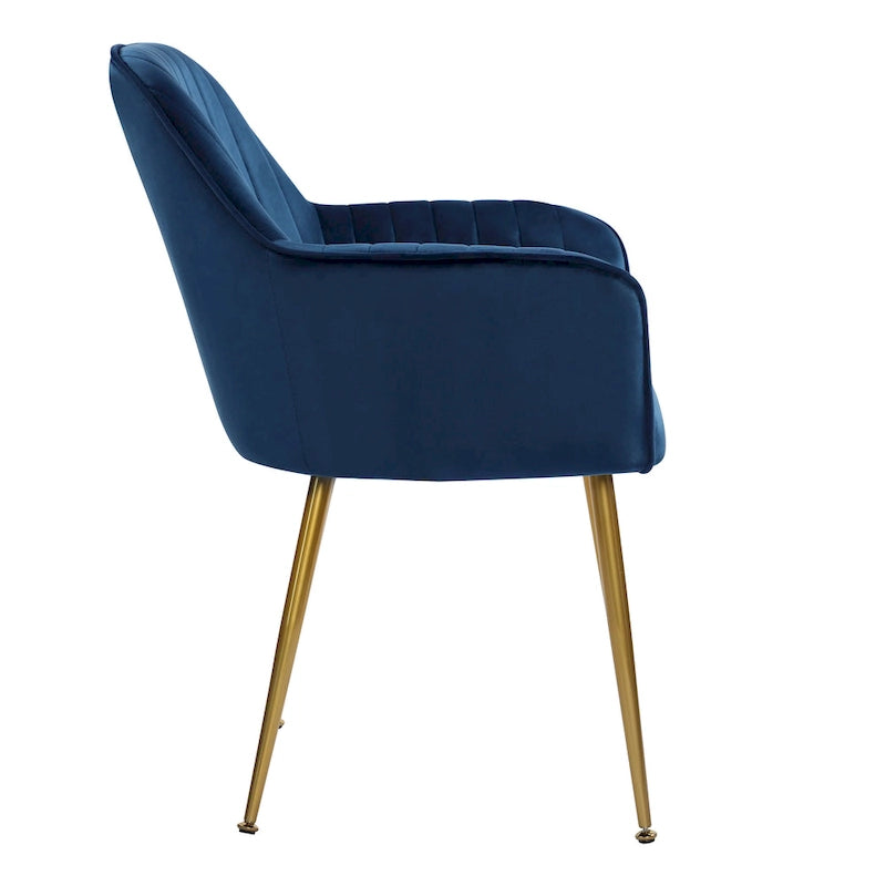Mid-Century Modern Velvet Upholstered Armchair with Gold Metal Legs