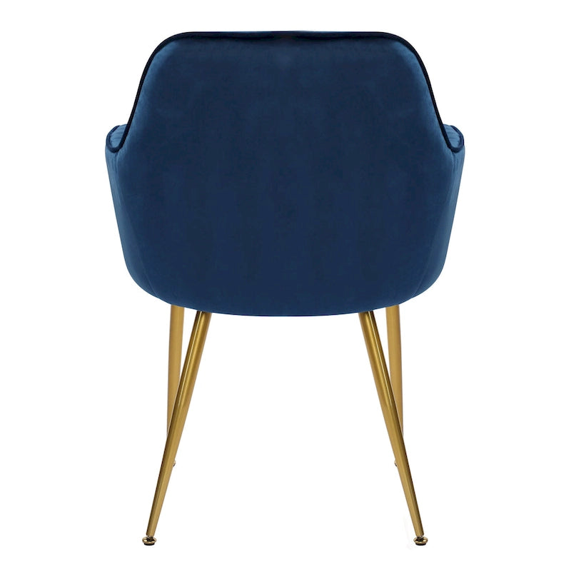 Mid-Century Modern Velvet Upholstered Armchair with Gold Metal Legs