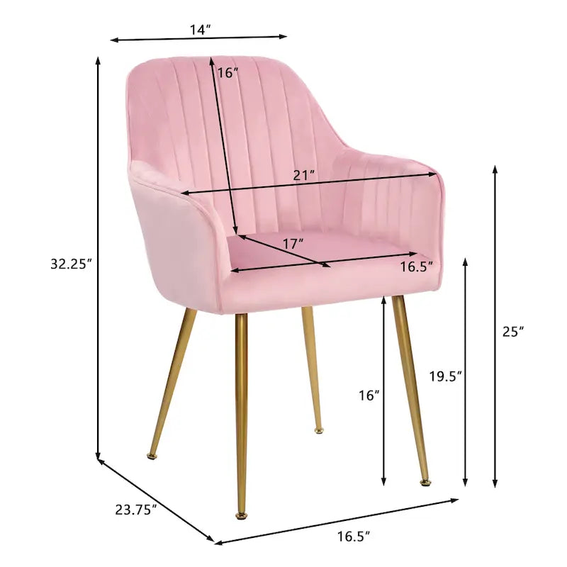 Mid-Century Modern Velvet Upholstered Armchair with Gold Metal Legs