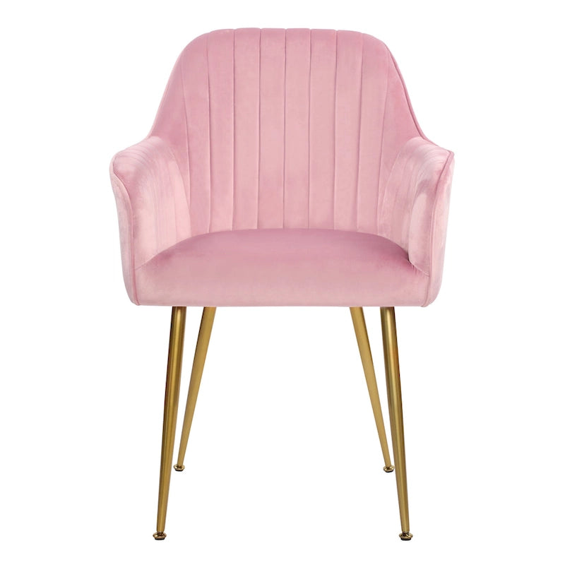Mid-Century Modern Velvet Upholstered Armchair with Gold Metal Legs