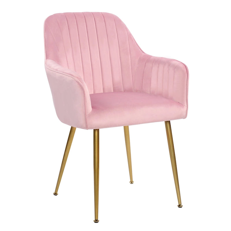 Mid-Century Modern Velvet Upholstered Armchair with Gold Metal Legs