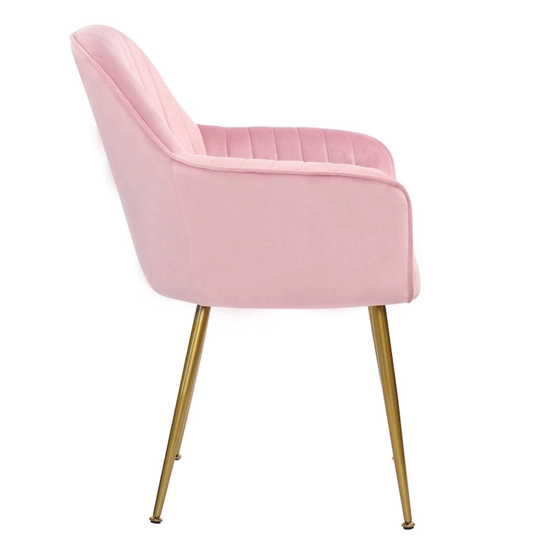 Mid-Century Modern Velvet Upholstered Armchair with Gold Metal Legs