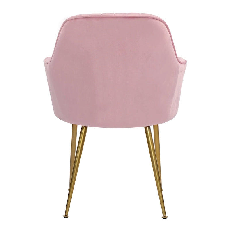 Mid-Century Modern Velvet Upholstered Armchair with Gold Metal Legs