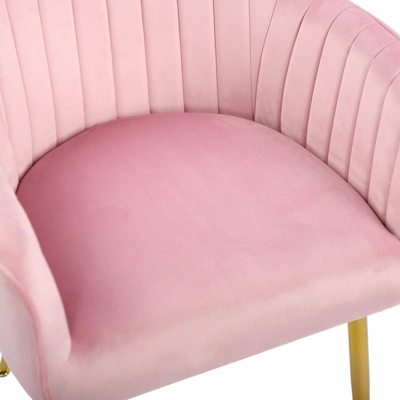 Mid-Century Modern Velvet Upholstered Armchair with Gold Metal Legs