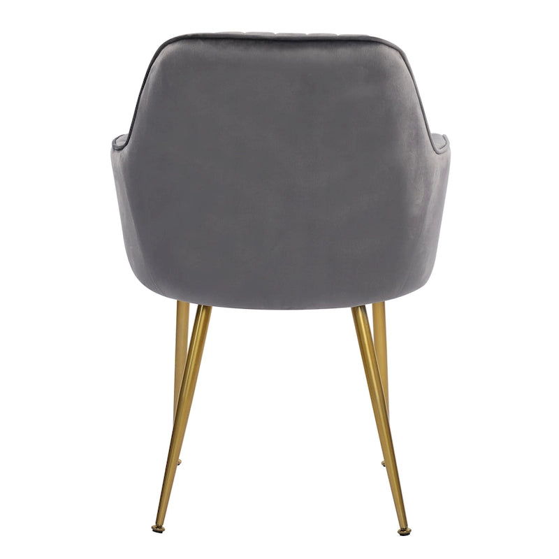 Mid-Century Modern Velvet Upholstered Armchair with Gold Metal Legs