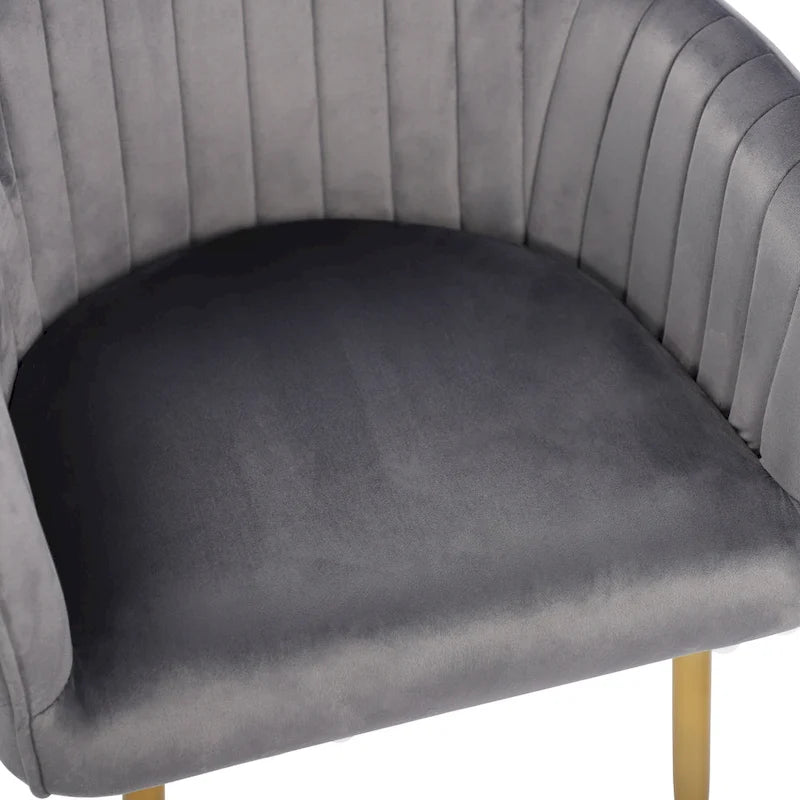 Mid-Century Modern Velvet Upholstered Armchair with Gold Metal Legs