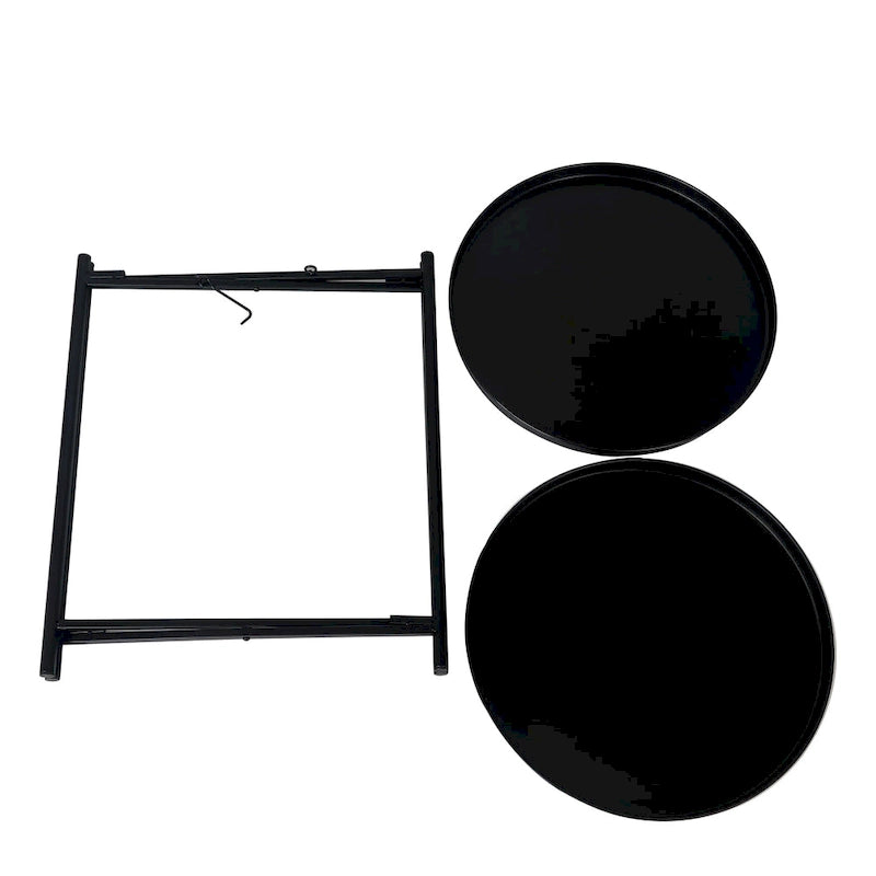 Round Metal Side Table with Removable Tray Two-Tier Gold Black End Table