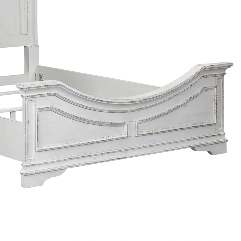 Classic European-Style Queen Panel Bed with Arched Crown Antique White