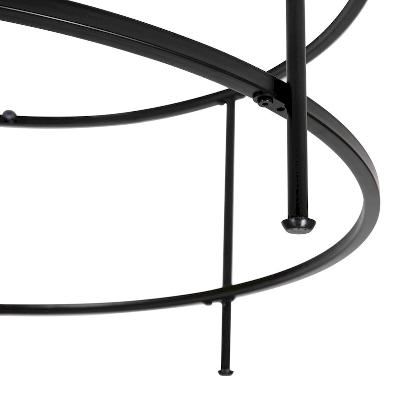 Round Tempered Glass Coffee Table with Powder-Coated Metal Frame Clear Gold