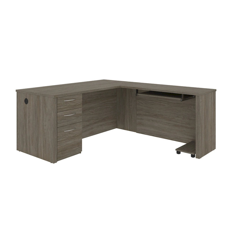 L-Shaped Home Office Desk with Drawers and Keyboard Tray