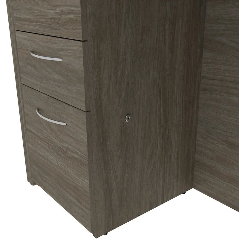 L-Shaped Home Office Desk with Drawers and Keyboard Tray